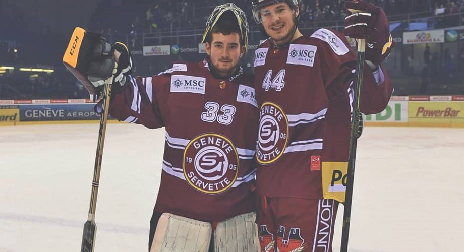 Léo et Romain Chuard quand ils étaient joueurs professionnels au Genève-Servette Hockey Club.