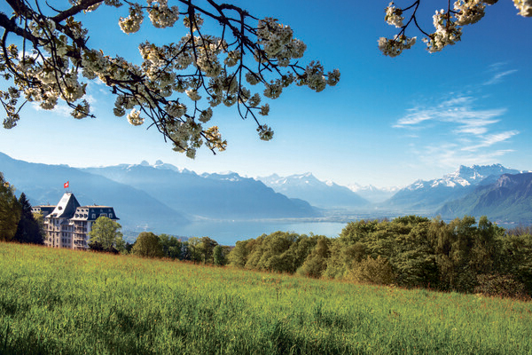 Le palace, situé au coeur la célèbre Riviera vaudoise, offre une vue spectaculaire sur le lac Léman