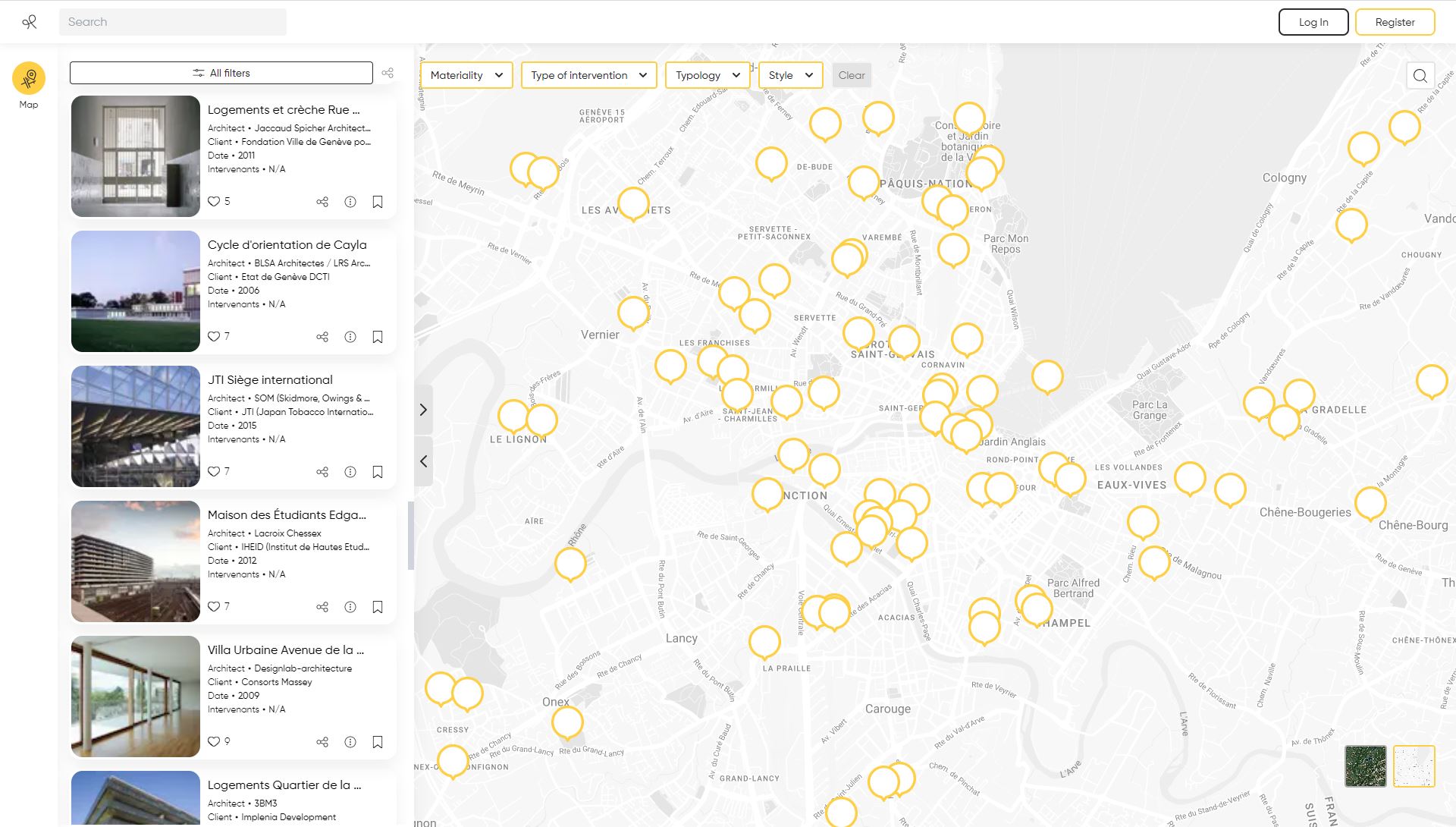 Exemple d’une recherche sur l’interface web de Mapsarch